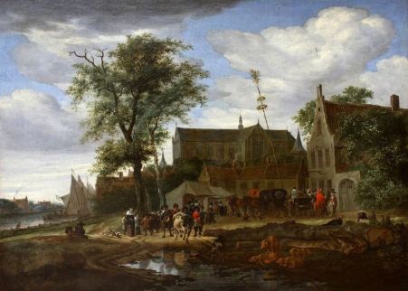 Salomon van Ruysdael - Huifkar bij herberg aan de rand van Alkmaar - 1664 - Museum of Fine Arts - Boedapest